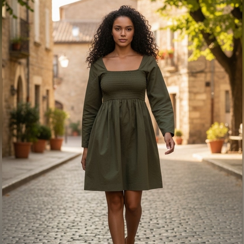COS Sweetheart Neckline  Empire Waist Midi Dress | Minimalist Modern Core